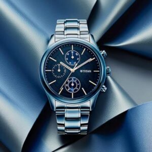 Titan Neo Splash Blue Dial Quartz Multifunction Stainless Steel Strap Watch for Men